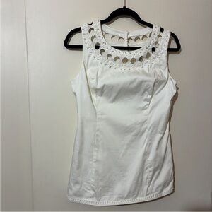 Vintage White Tag Lily Pulitzer White Crochet Collar Trim Sleeveless Top Size 8
